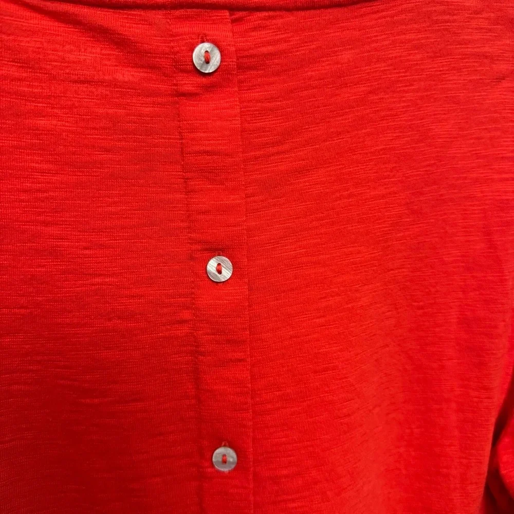 Chicos Womens Top 3/4 Sleeve Button Back Orange Red Cotton‎ Blend Size M - Picture 4 of 8